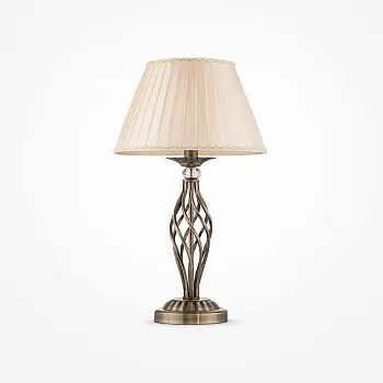 Table lamp metal base, brass finish crystal details & pleated organza shade – Grace | Maytoni