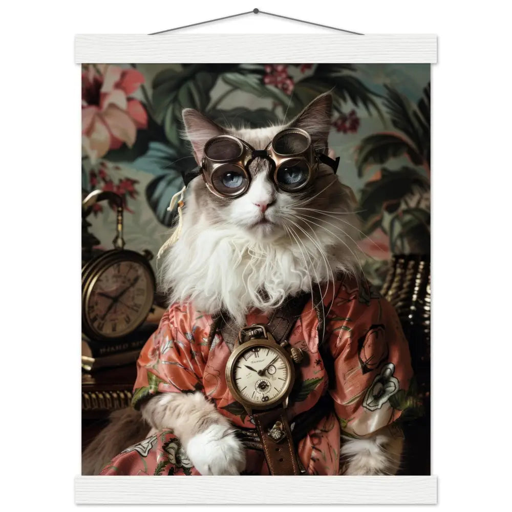 Schulposter – Balinesische Katze, Steampunk-Outfit, Vintage-Brille | St Tropez Art
