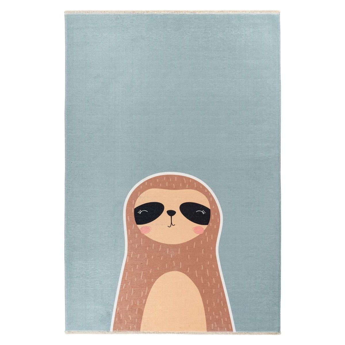 Sloth Motif Rug with Fringes and Easy Care – My Greta 604 | Kayoom