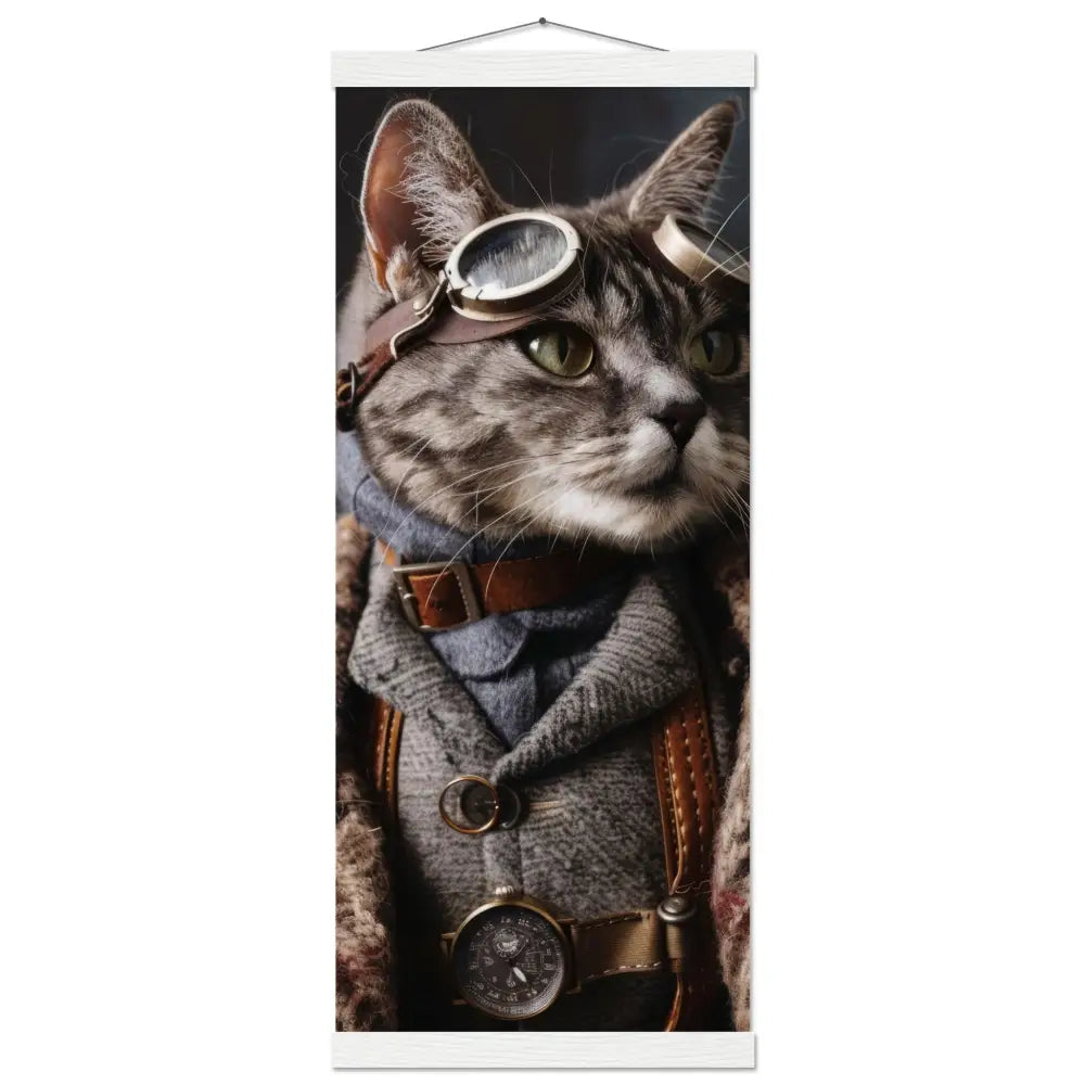School Poster - Egyptian Mau Cat, Steampunk Outfit, Retro Glasses | St Tropez Art