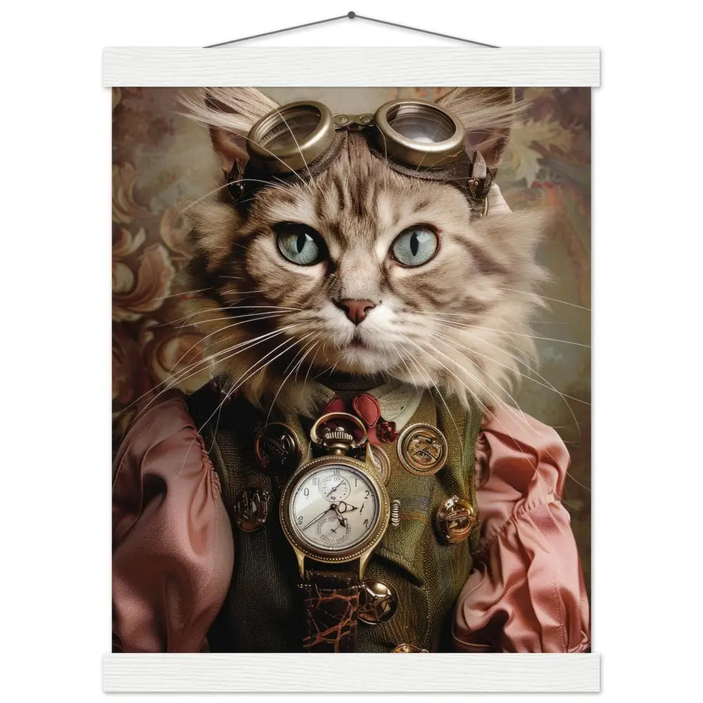 School Poster - Ocicat Cat, Steampunk Outfit, Antique Pocket Watch | St Tropez Art
