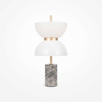 Tischleuchte grauer Marmorsockel, goldener Metallarm & weißer Glasdiffusor – Kyoto | Maytoni - Esszett Luxury | Stilvolles Wohnen mit Charakter