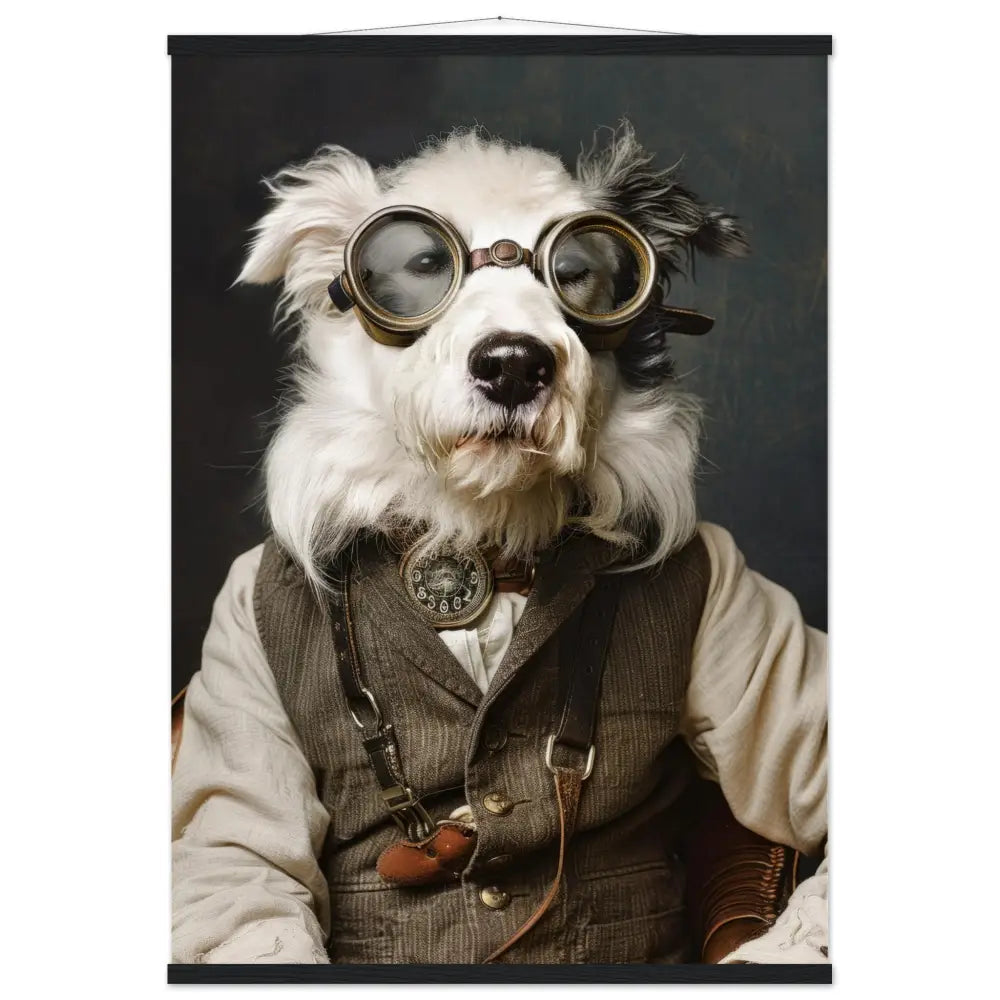 School Poster – Icelandic Sheepdog Motif, Steampunk Art Motif, Magnetic Wooden Hanger | St Tropez Art