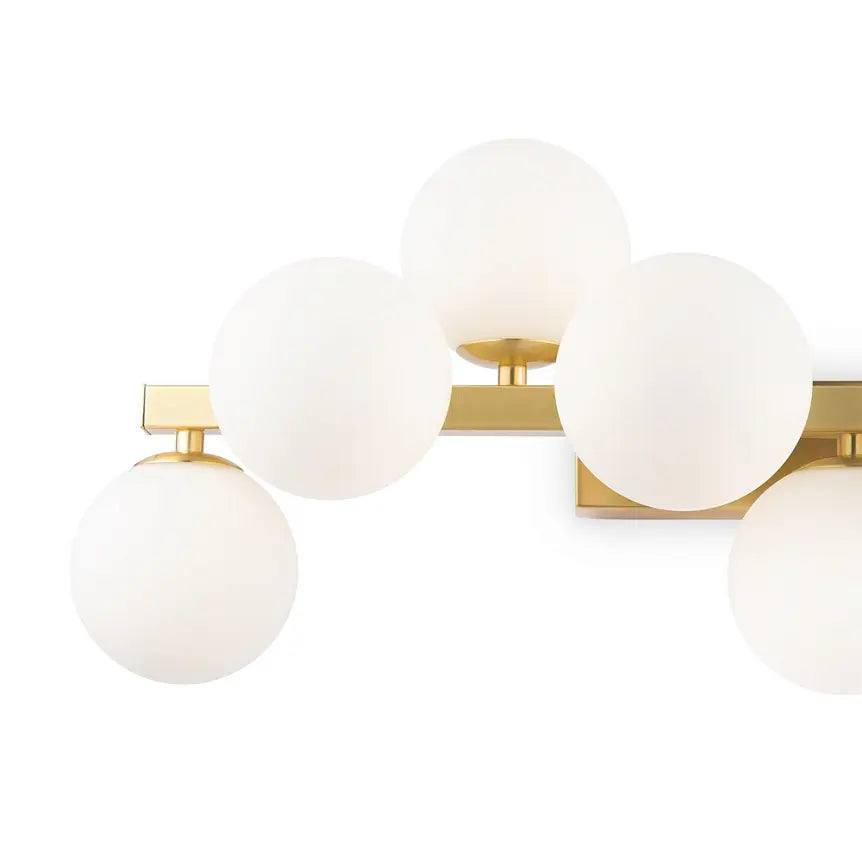 Wall lamp with satin brass finish and white opal glass spheres – Dallas | Maytoni