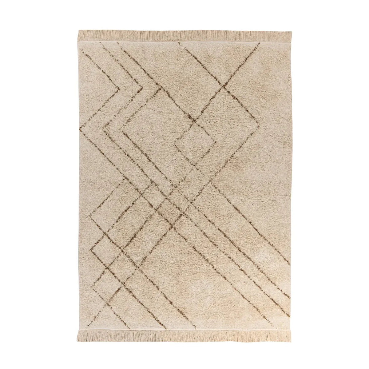 Teppich – Geometrisches Linienmuster, Fransen Abschluss, Baumwoll Material, 160 x 230 - Mylen 425 | Kayoom