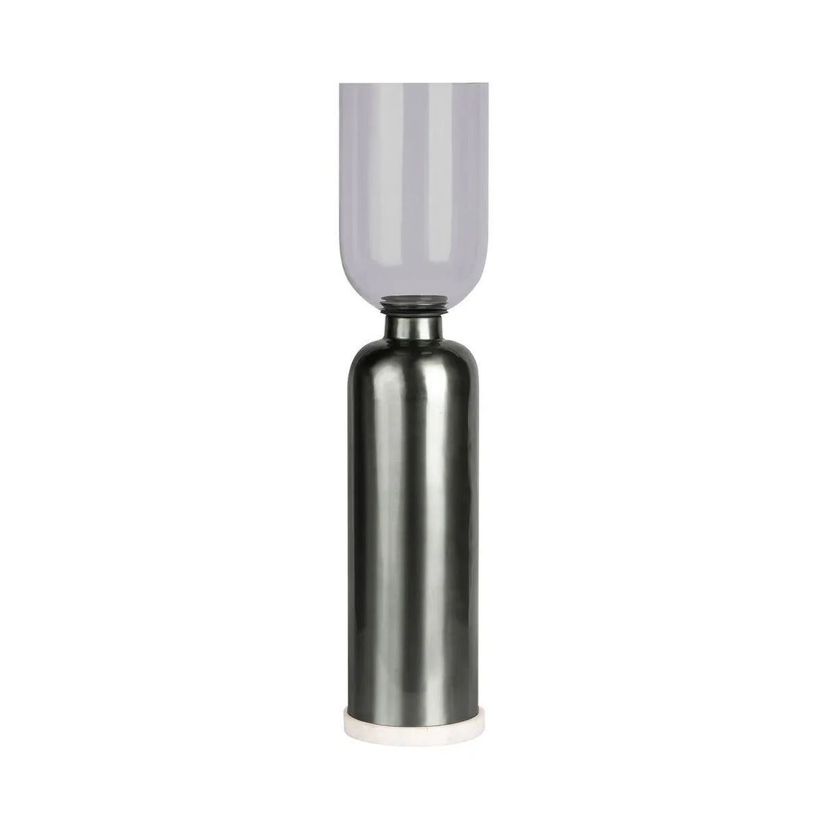Kerzenhalter – Schwarzes Metall, Hoher Zylinder, Fester Marmorsockel - Shanti 225 | Kayoom
