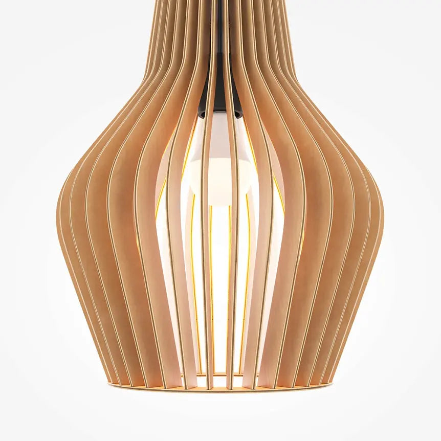 Pendant Lamp Black Metal & Wood Modern Design & Integrated LED – Roots | Maytoni