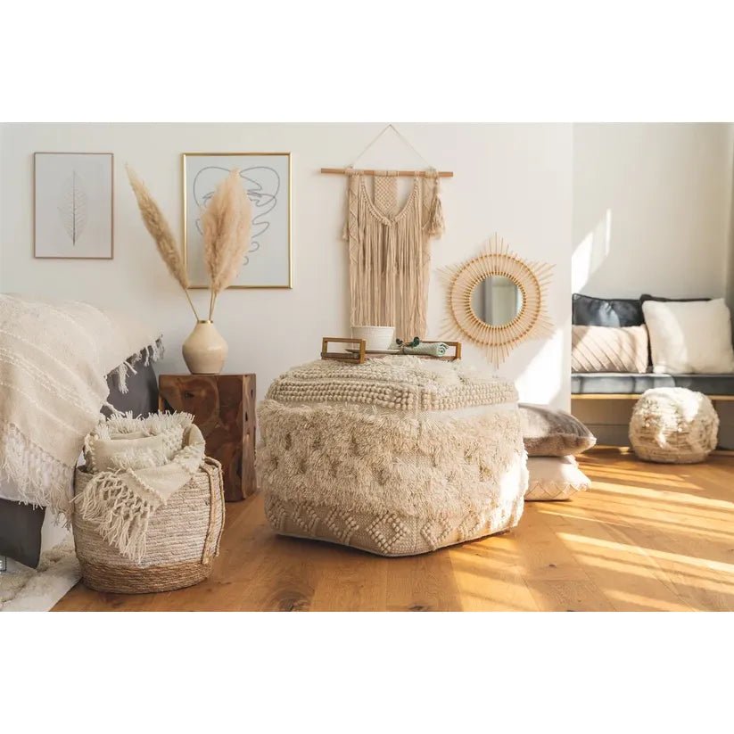 Hocker Wolle Handgefertigt Boho - Design Fransen & Quasten – Bohist 125 | Kayoom - Esszett Luxury | Stilvolles Wohnen mit Charakter