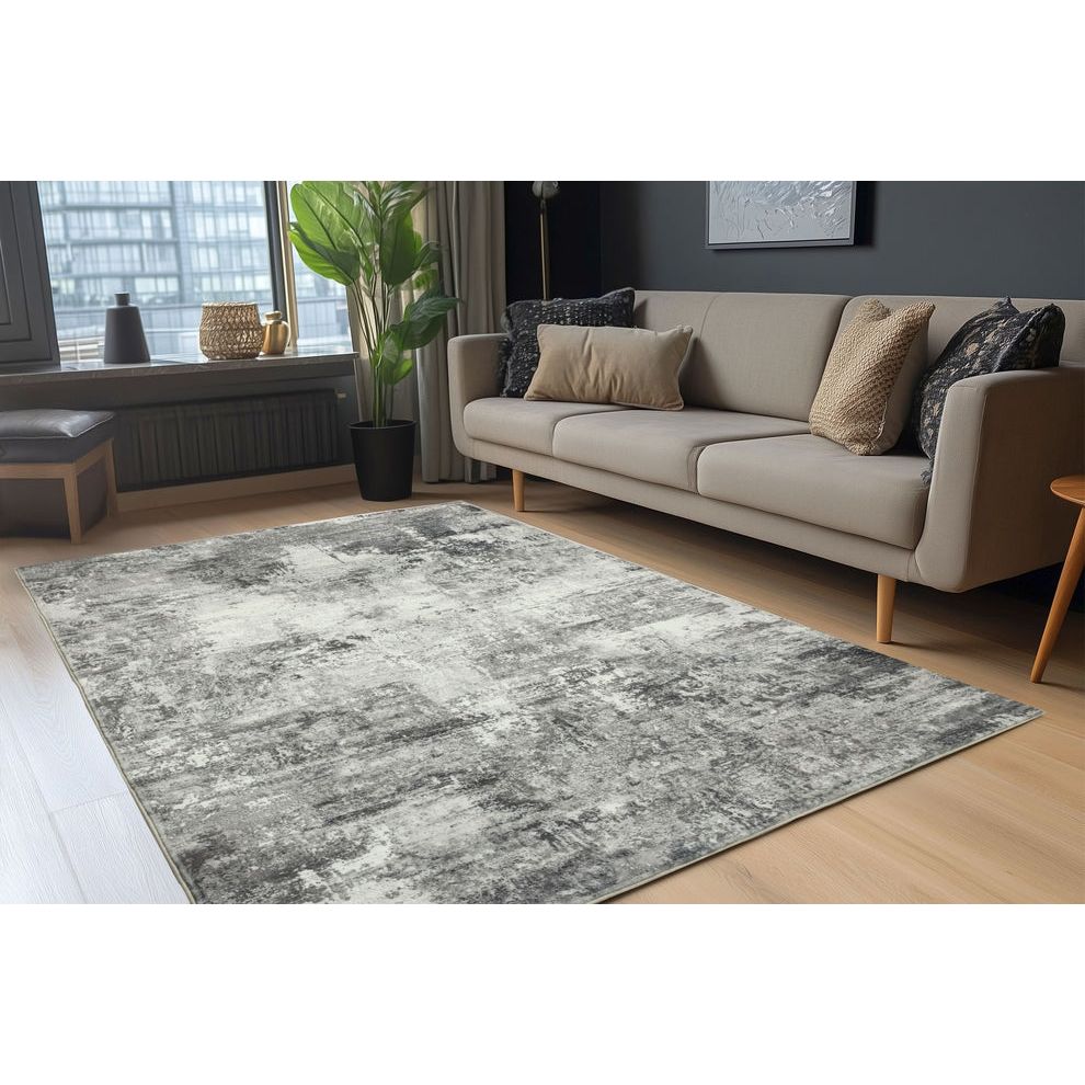 Rug Low Pile 9 mm Easy Care Grey – Elegantica 330 | Kayoom