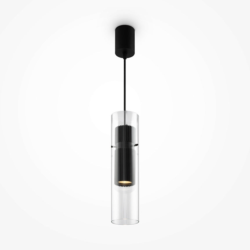 Pendant Light Matt Black Ribbed Aluminum Clear Glass Shade & GU10 Socket – Dynamics | Maytoni