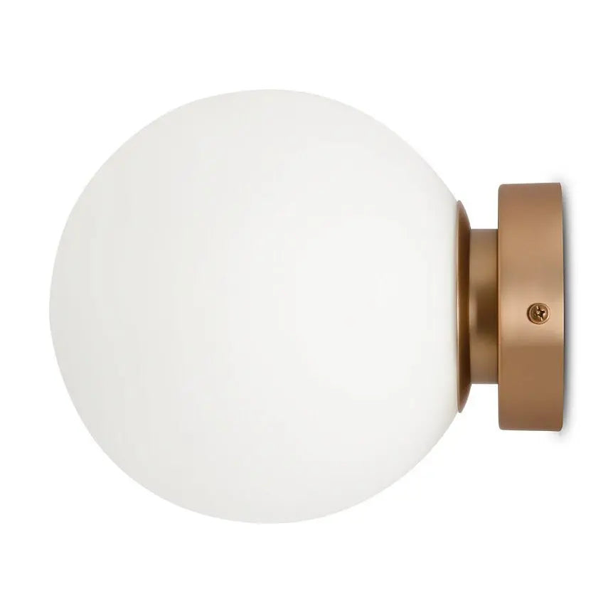 Wall Lamp Matte Gold, Metal Frame, Matte White Glass Sphere Shade – Basic form | Maytoni