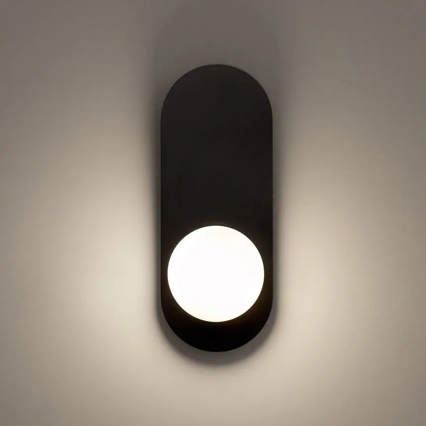 Wall light matt black, oval metal base, white opal glass dome, G9 28 W – Bao | Maytoni