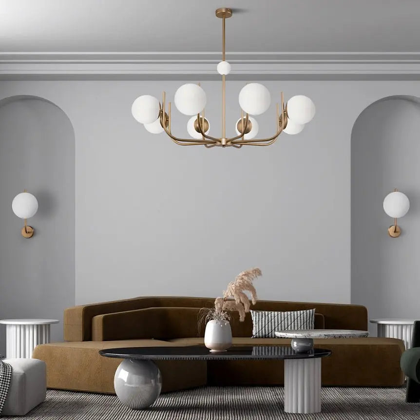 Pendant lamp with 8 E14 sockets and elegant brass finish – Rendez-vous | Maytoni