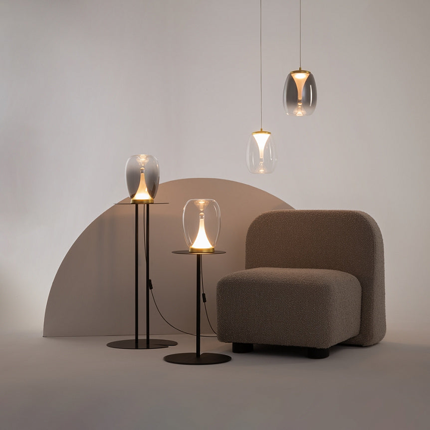 Table Lamp Double Shade Clear Glass & Frosted Gold Frame – Splash | Maytoni