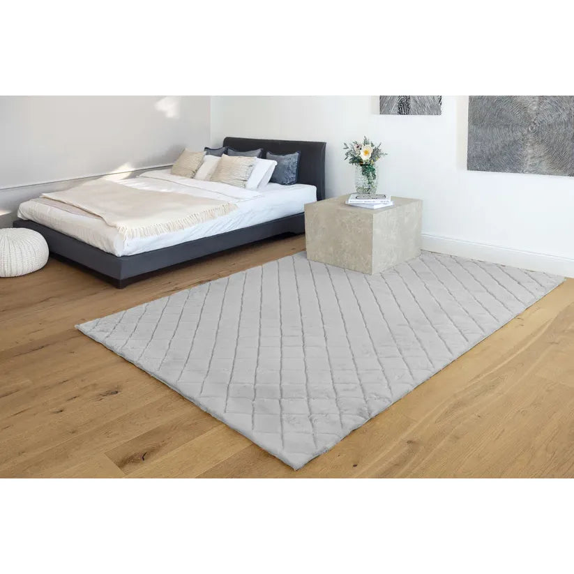 Teppich – Polyester Oberfläche, Geprägtes Muster, Graue Farbe, 200 x 290 cm - Imala 125 | Kayoom