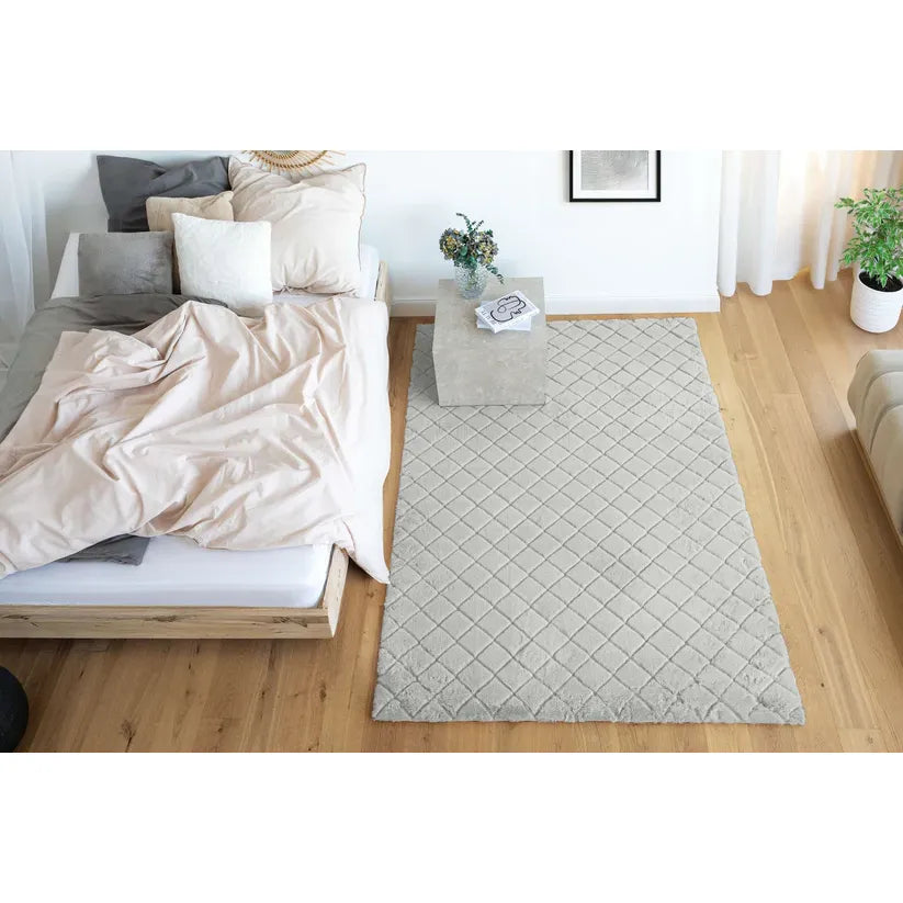 Teppich – Polyester Oberfläche, Geprägtes Muster, Graue Farbe, 200 x 290 cm - Imala 125 | Kayoom