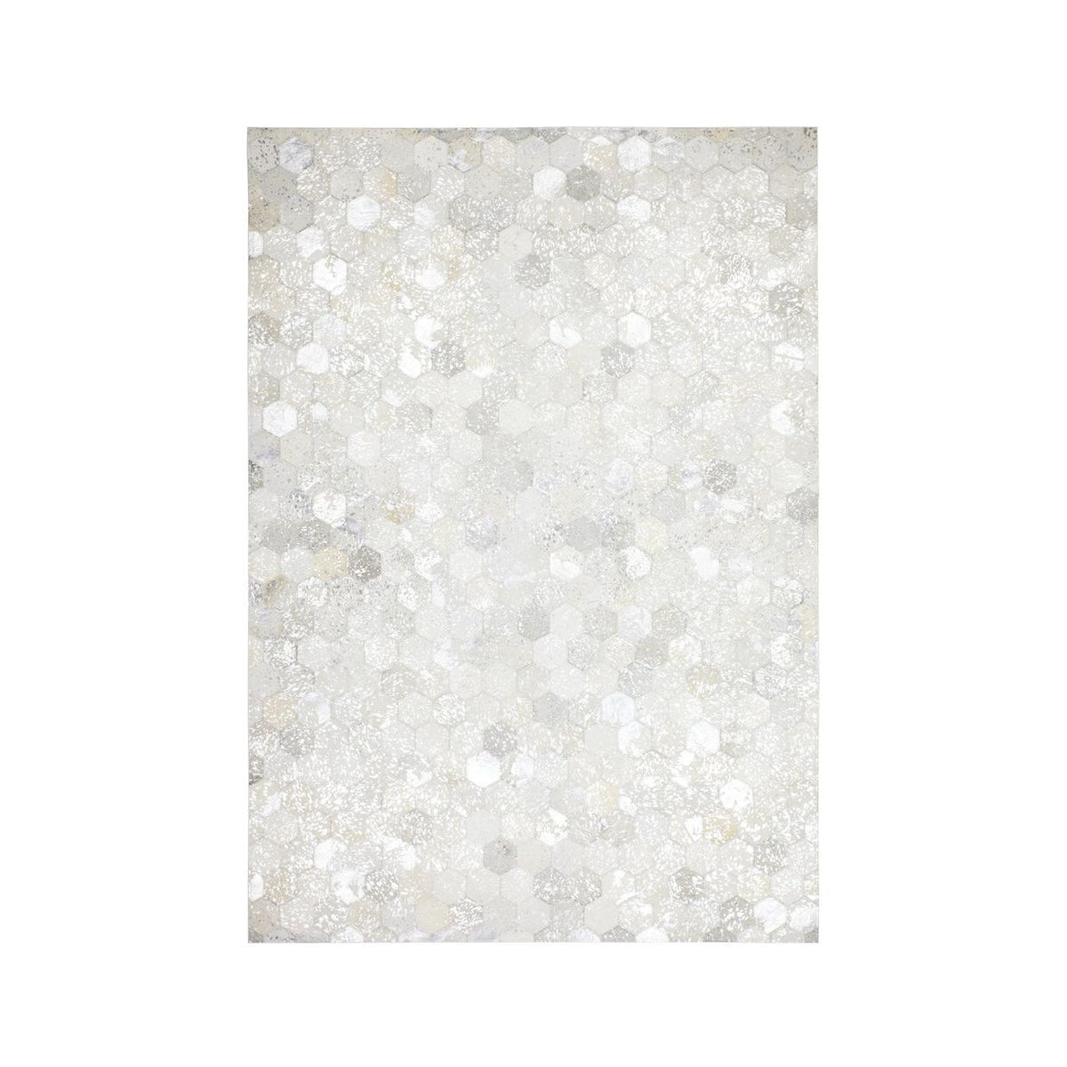 Lederteppich – Echtes Leder, Silberne Applikationen, Wabenmuster Design, 80 x 150 cm - Spark 210 | Kayoom