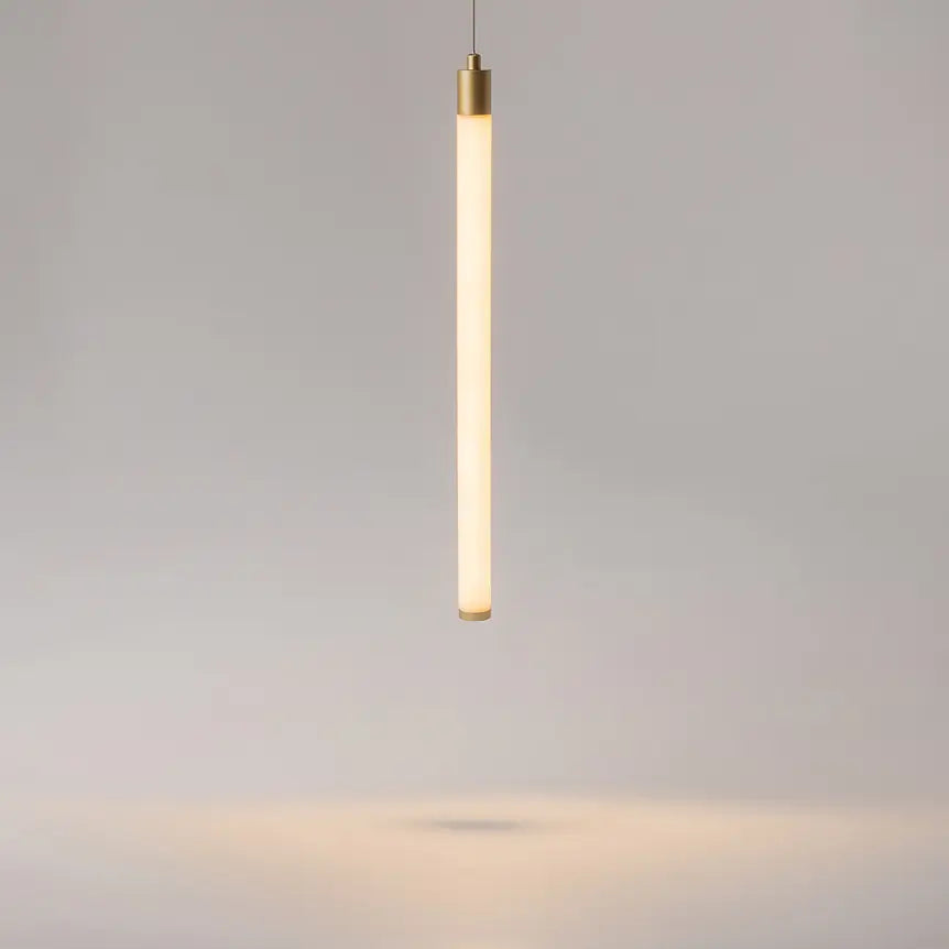Pendant lamp Matte gold aluminum housing with white acrylic diffuser and integrated LED – Arc | Maytoni