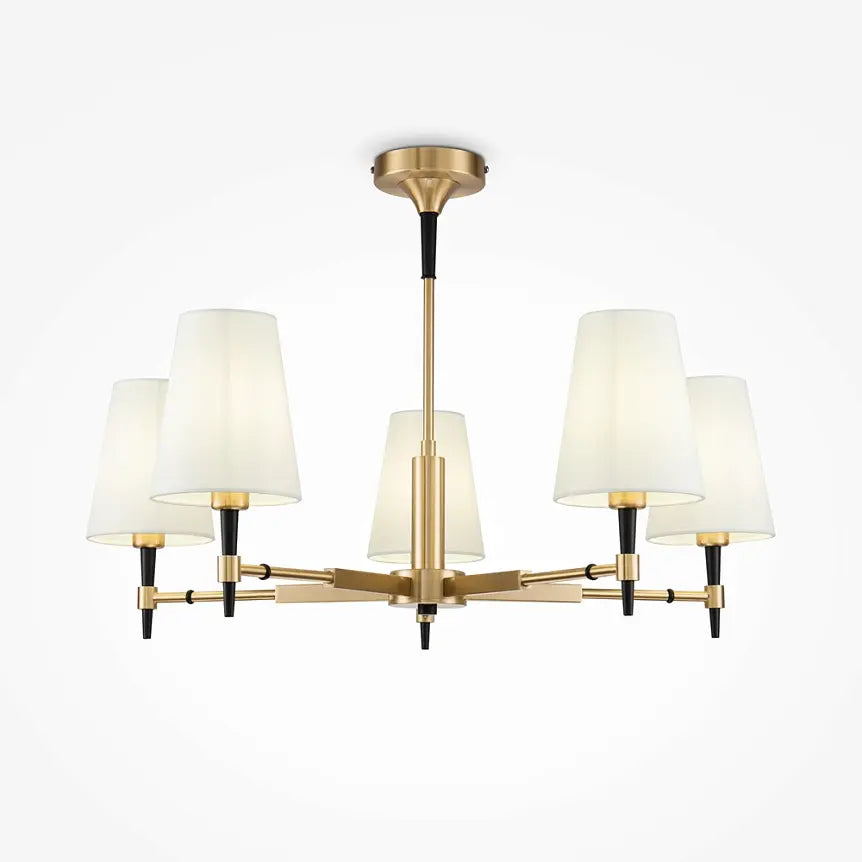 Chandelier Brass Frame & White Textile Shades – Zaragoza | Maytoni