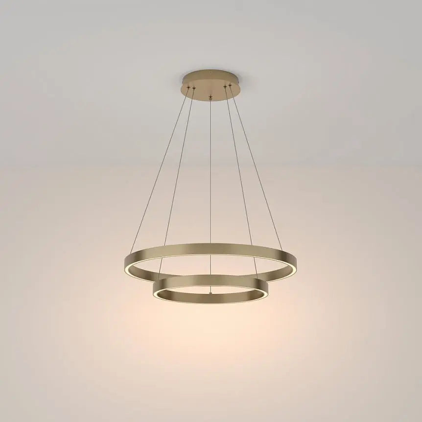 Pendant light with brass finish, height adjustable, integrated LED 6100 lm, 3000 K – Rim | Maytoni