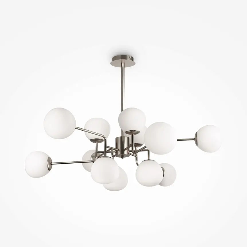 Nickel-Metal Chandelier with Frosted Glass, Height-Adjustable – Erich | Maytoni