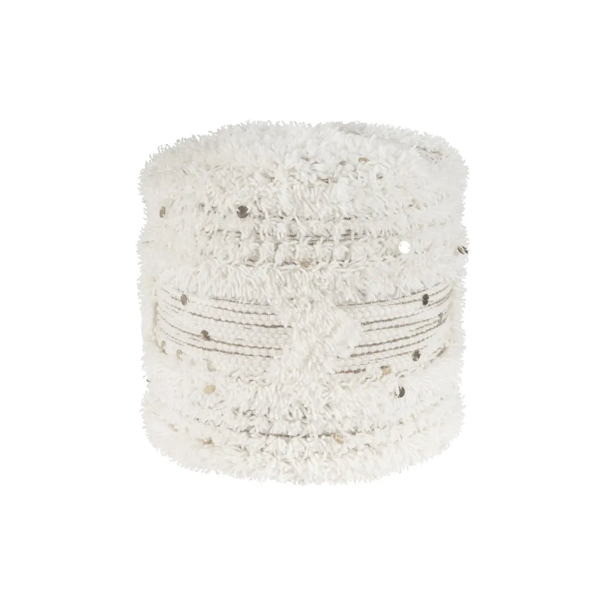 Pouf – Wollbezug, Fransenbesatz, Boho-Design, 35 x 35 cm - Bohist 425 | Kayoom