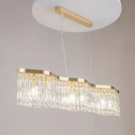 Pendant lamp with gold-coloured metal frame and crystal glass shades (6 × E14, max. 60 W, height adjustable 38–138 cm) in a luxurious design – Dune | Maytoni