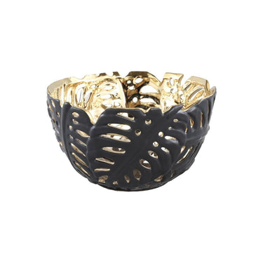 Keramikschale - Deloris Gold Schwarz Oval S von PTMD - Esszett Luxury | Stilvolles Wohnen mit Charakter