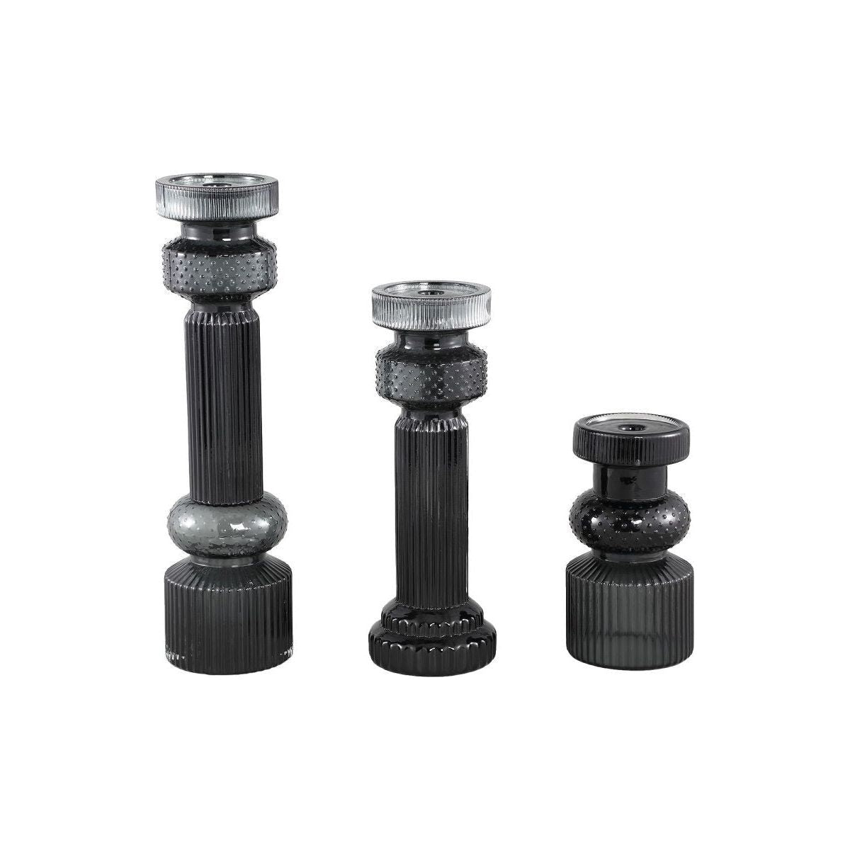 Kerzenhalter - Fadri Black glass L von PTMD - Esszett Luxury | Stilvolles Wohnen mit Charakter