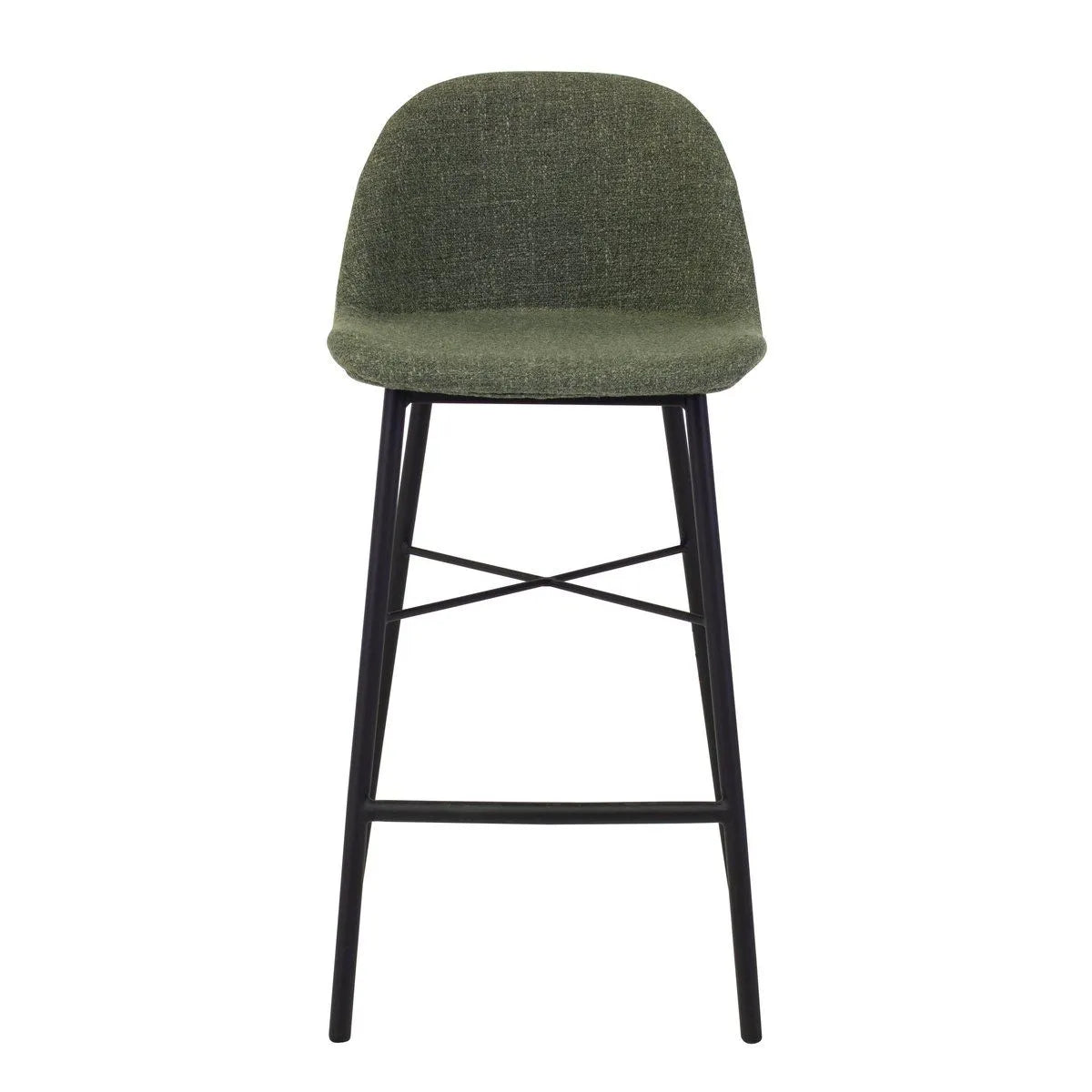 Velvet Bar Stool in Green Upholstered Seat Shell Black Metal Frame – Jade | Kick Collection
