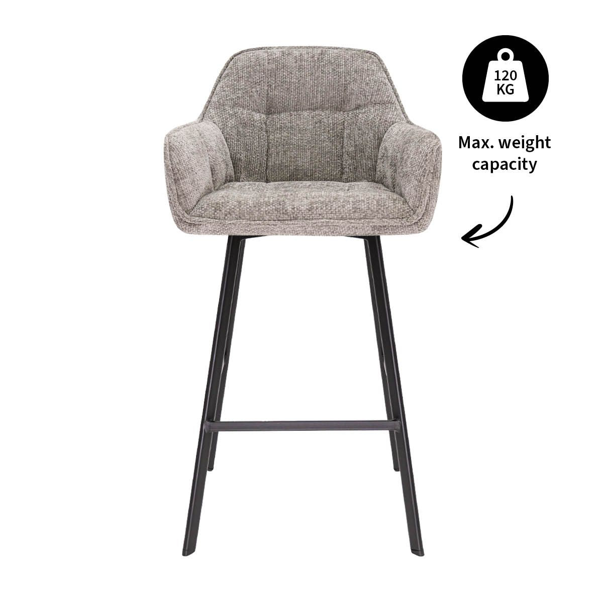 Barstuhl – Chenille Stoff, Metall Gestell, Graue Farbe - Lynn | Kick Collection