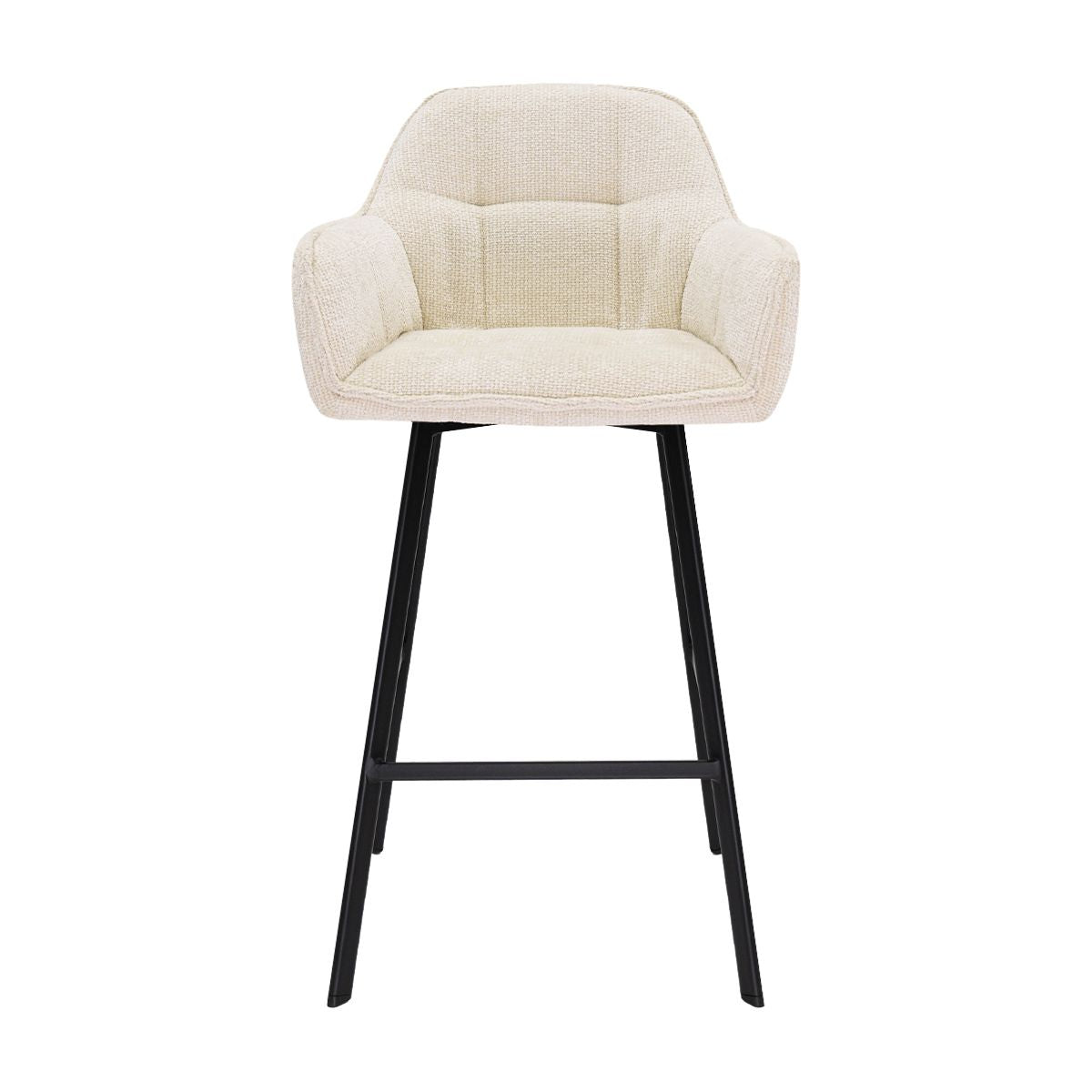 Barstuhl – Chenille Stoff, Metall Gestell, Creme Farbe - Lynn | Kick Collection