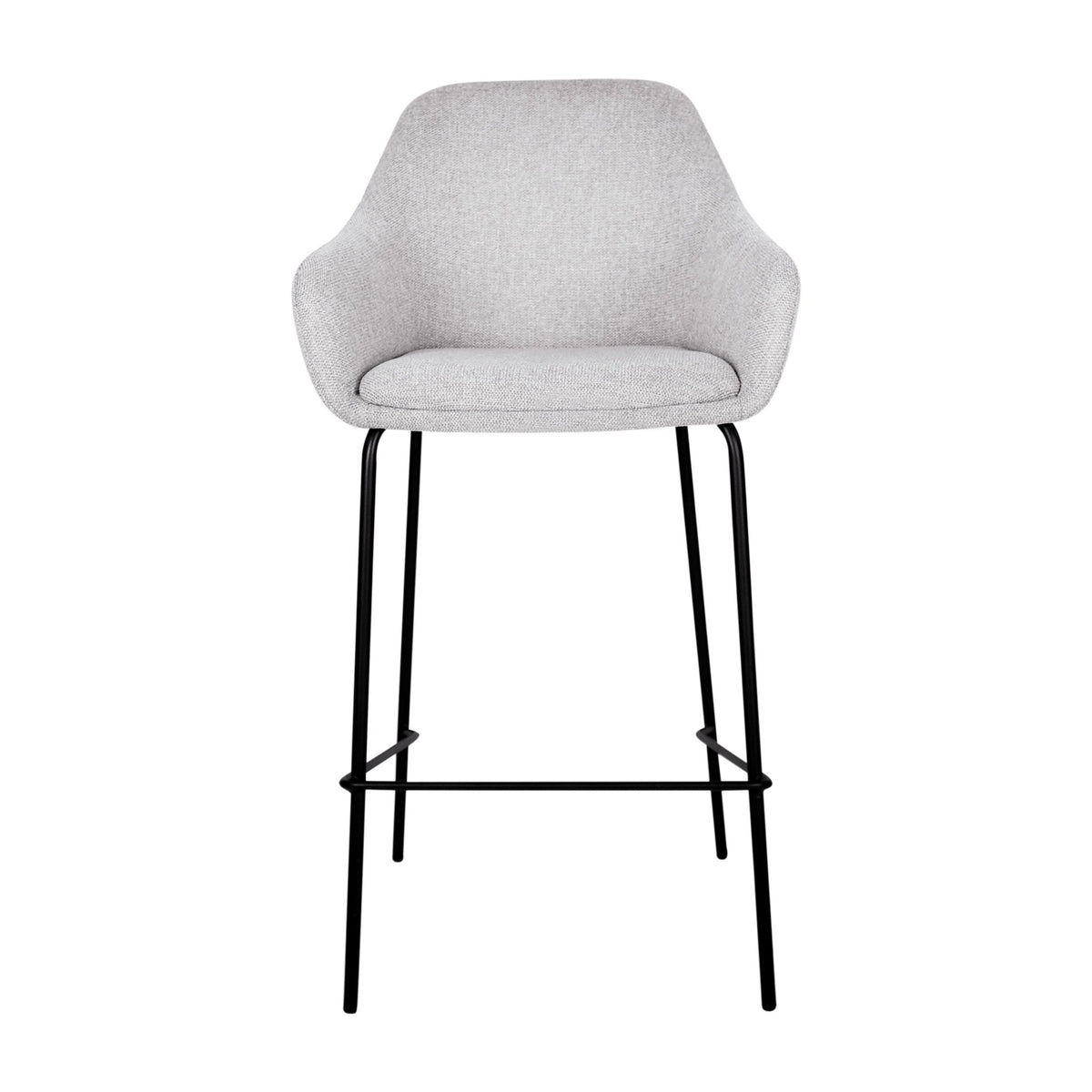 Barstuhl – Texturstoff, Metall Gestell, Armlehne Design, Grau - Suus | Kick
