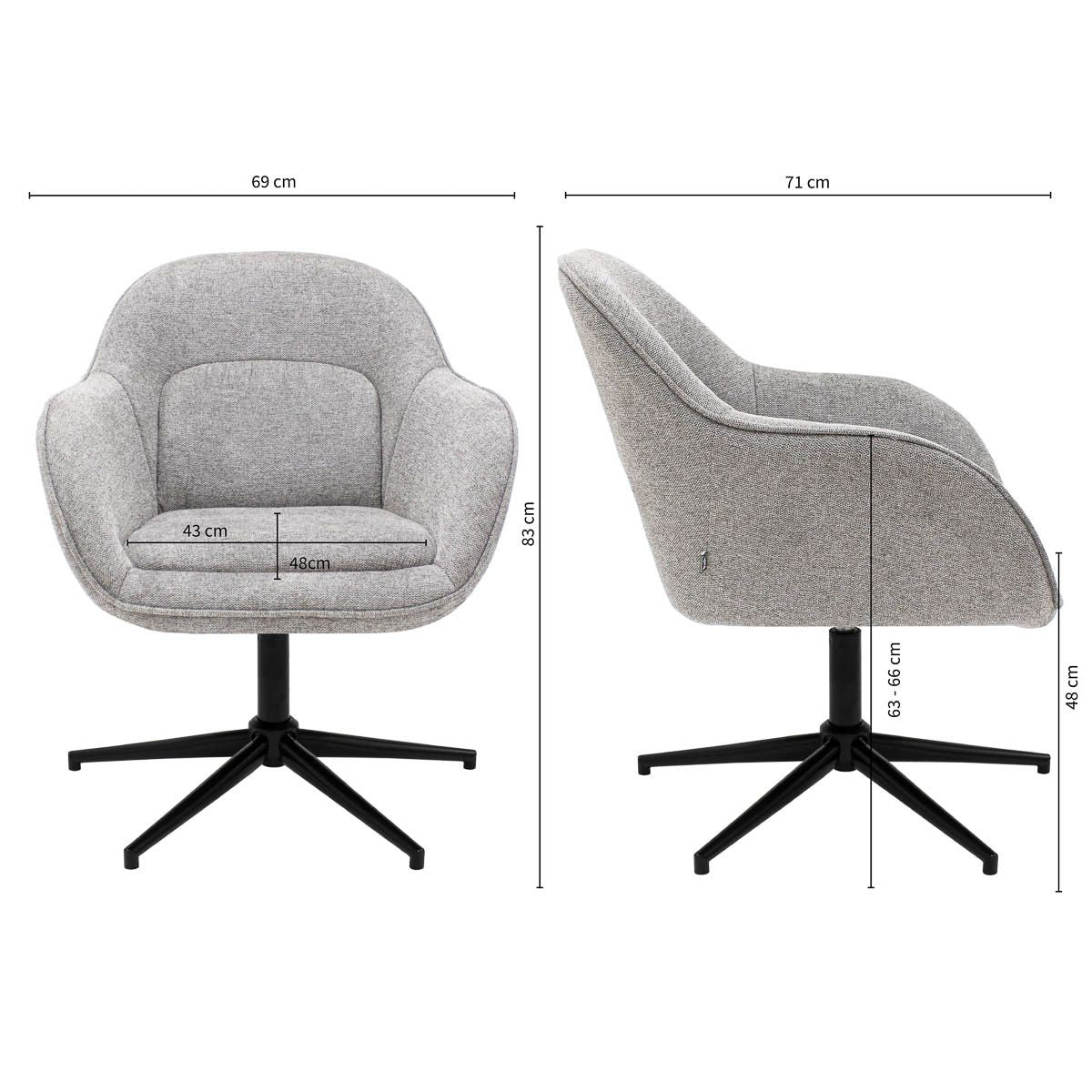 Relaxsessel – Texture Stoff, Drehfunktion Gestell, Graue Farbe - Lux | Kick Collection
