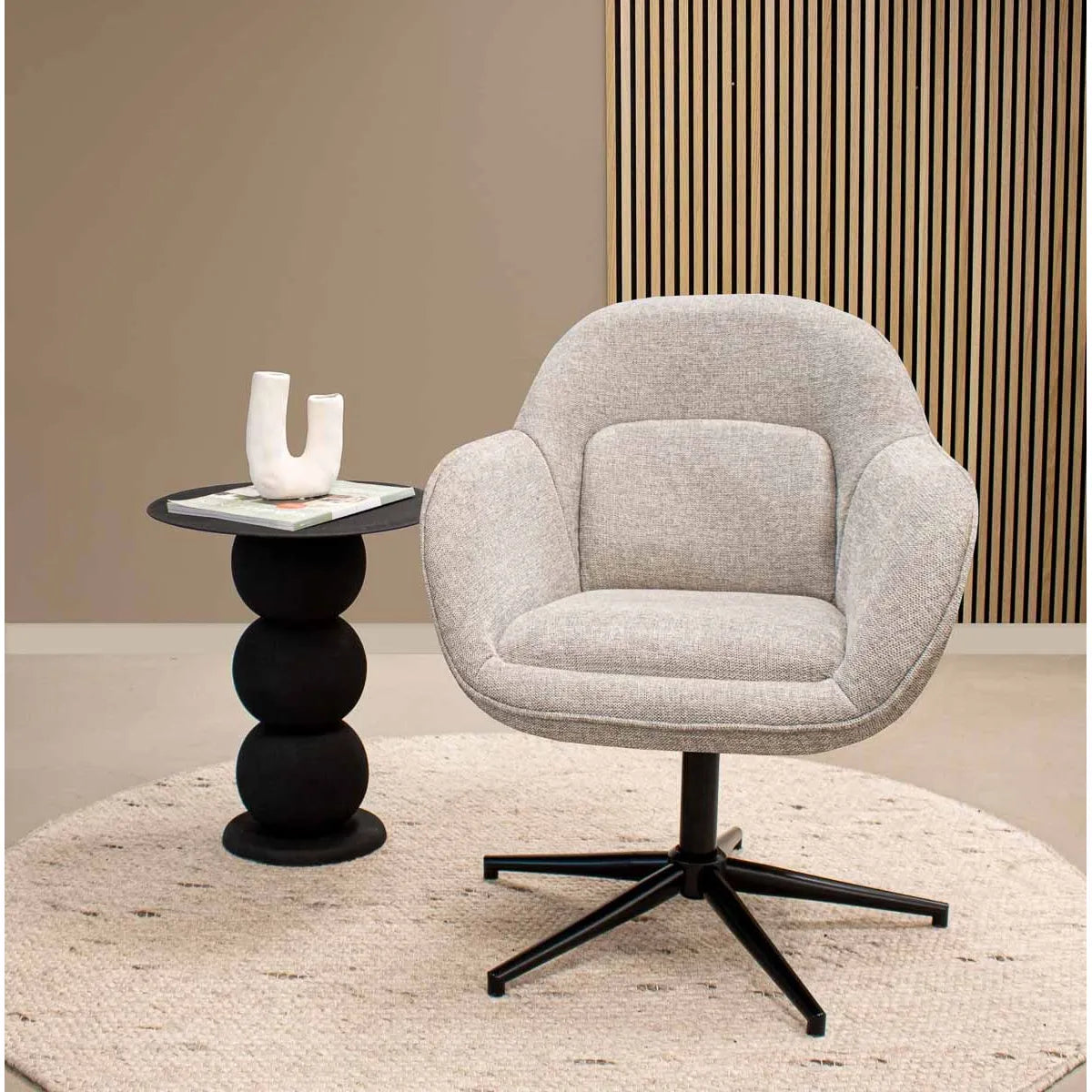 Relaxsessel – Texture Stoff, Drehfunktion Gestell, Graue Farbe - Lux | Kick Collection
