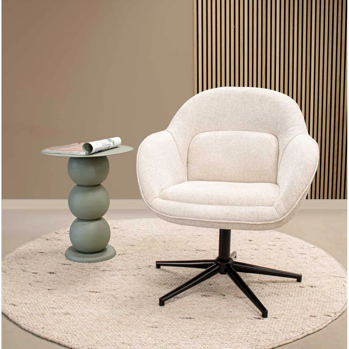 Swivel chair – textured fabric, quilted backrest, 360° rotatable – Lux | Kick Collection