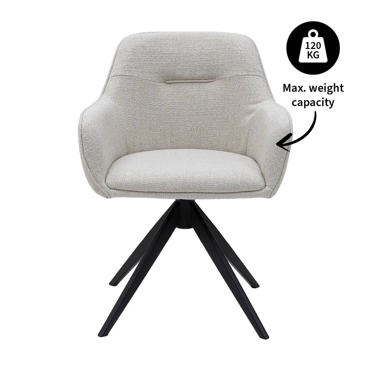Esszimmerstuhl – Weiße Farbe, Grober Texturstoff, 360° Drehfunktion - Arne | Kick Collection