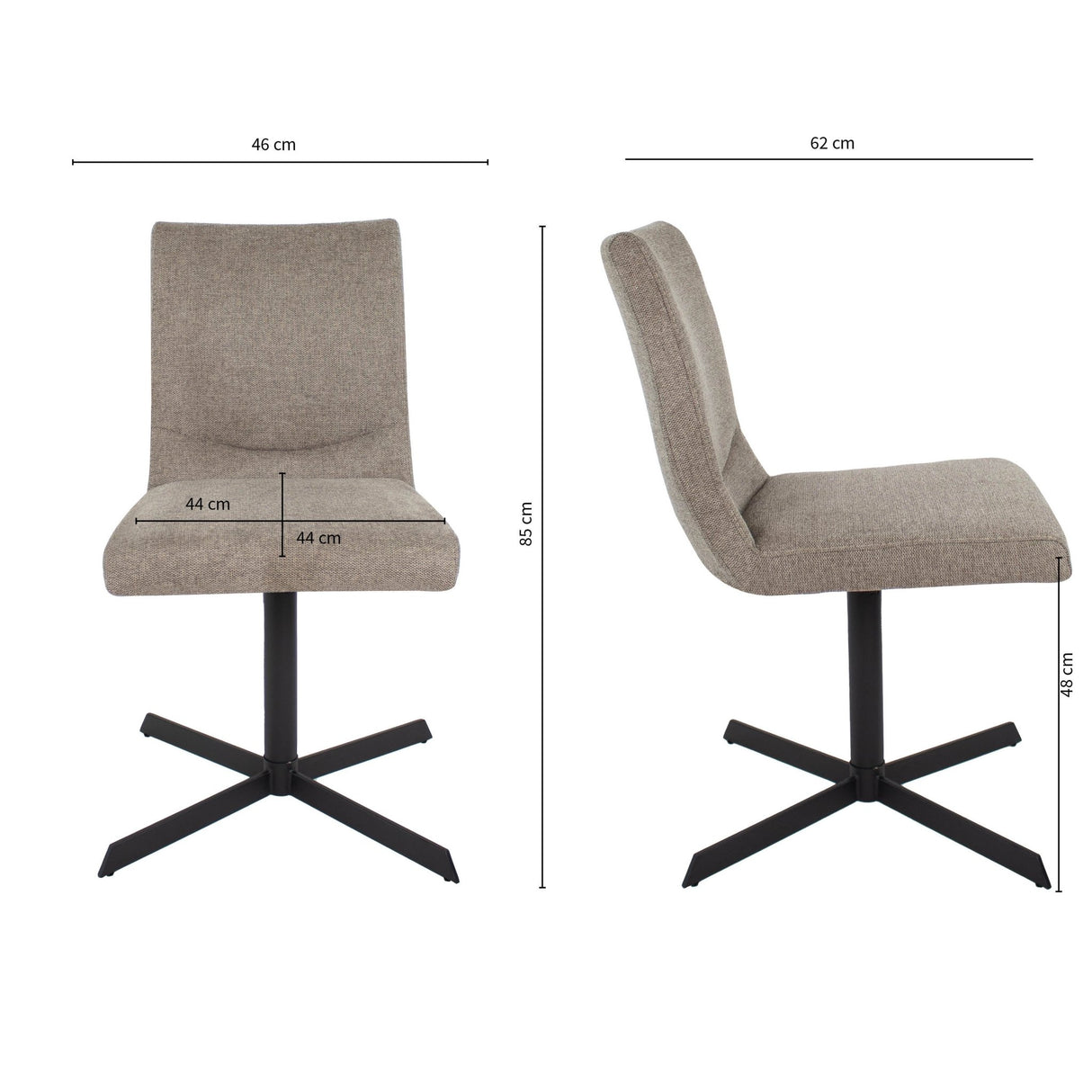 Drehstuhl – Texturstoff, Metallrahmen, 360° Drehfunktion, Taupe - Sam | Kick