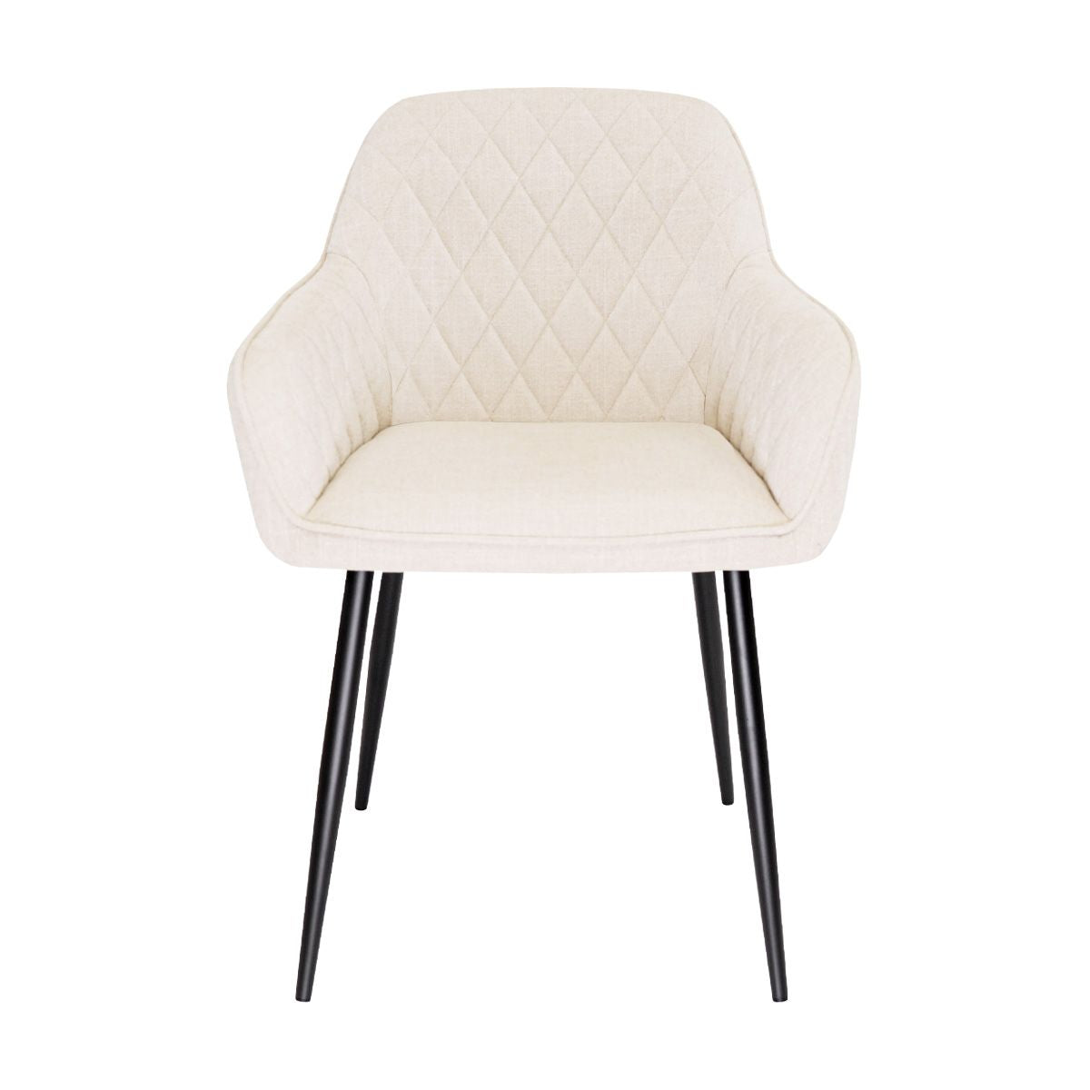 Dining Chair - Armrests, Champagne Textured Fabric & Diamond Quilting - Jip | Kick Collection
