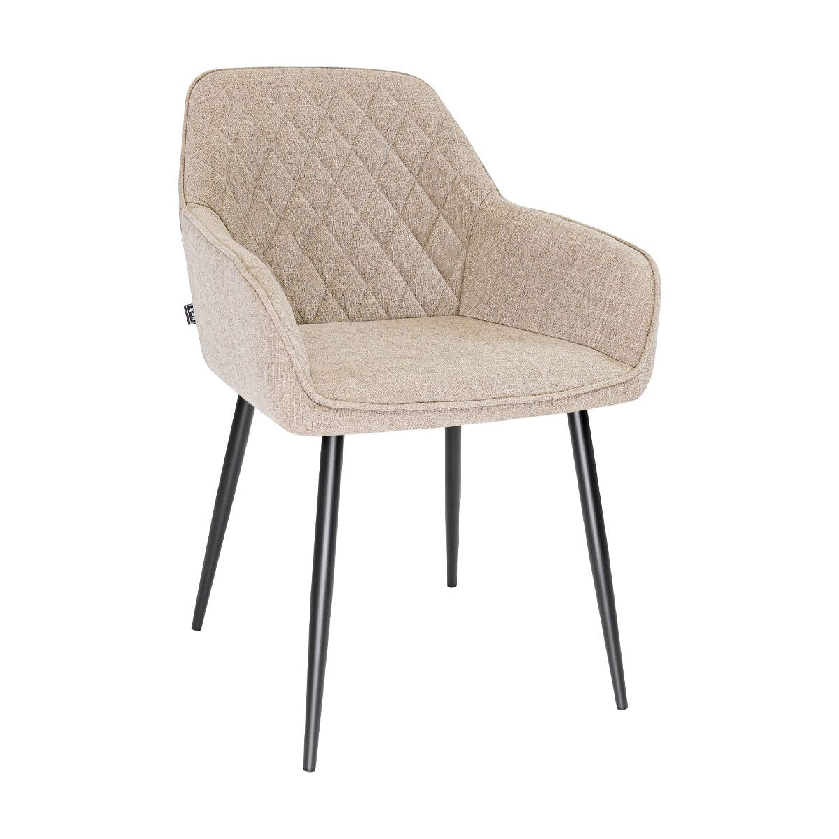 Dining Chair - Armrests, Textured Fabric Taupe & Diamond Quilting – Jip | Kick Collection