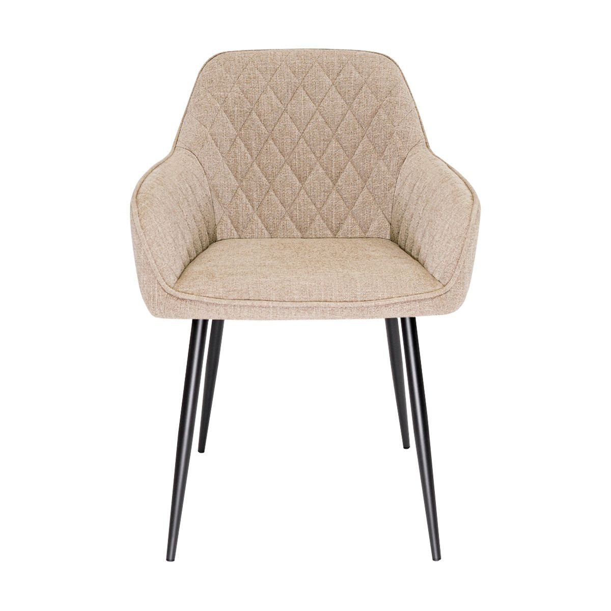 Dining Chair - Armrests, Textured Fabric Taupe & Diamond Quilting – Jip | Kick Collection
