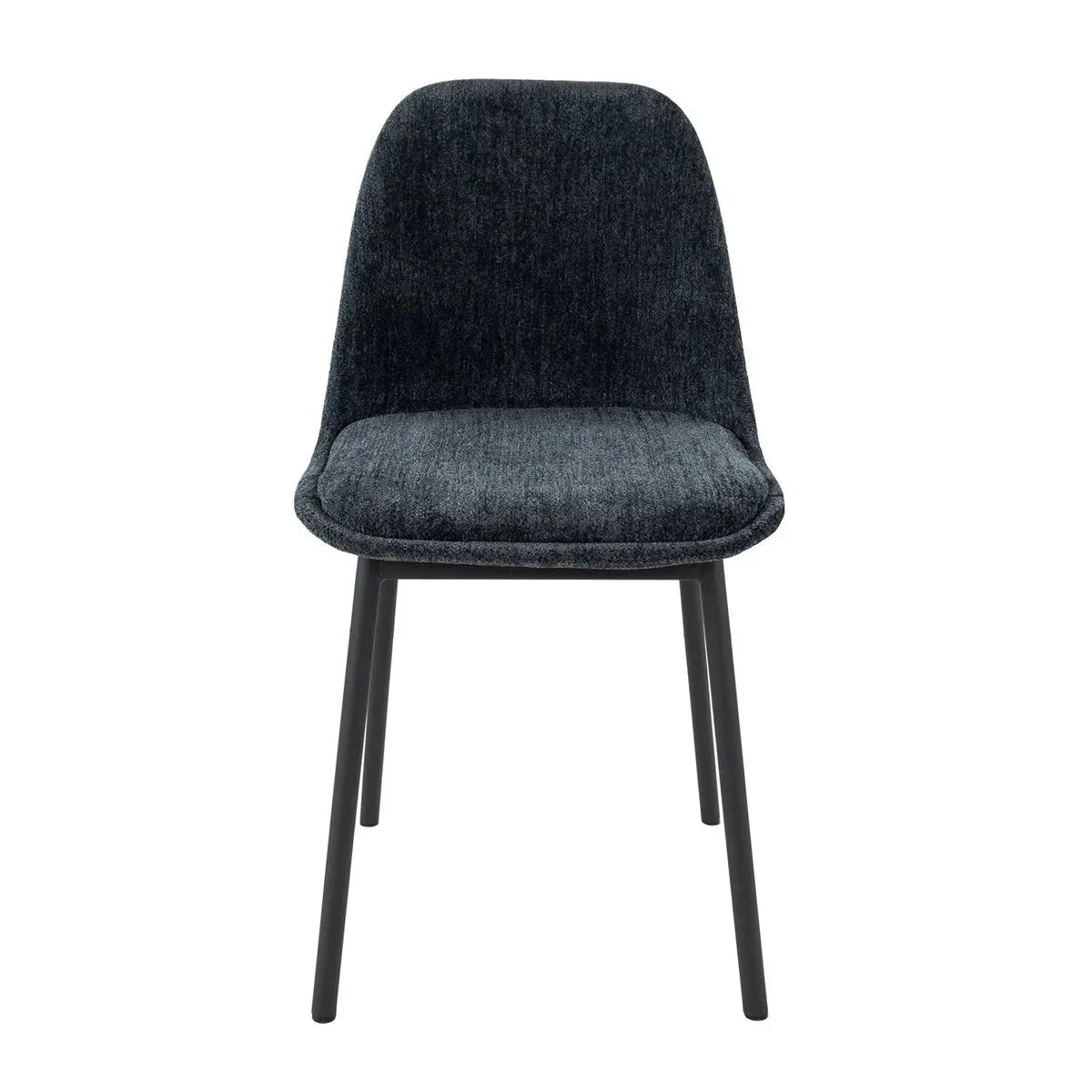 Esszimmerstuhl – Strukturstoff, Schwarzes Metallgestell, Blaue Farbe - Lana | Kick Collection