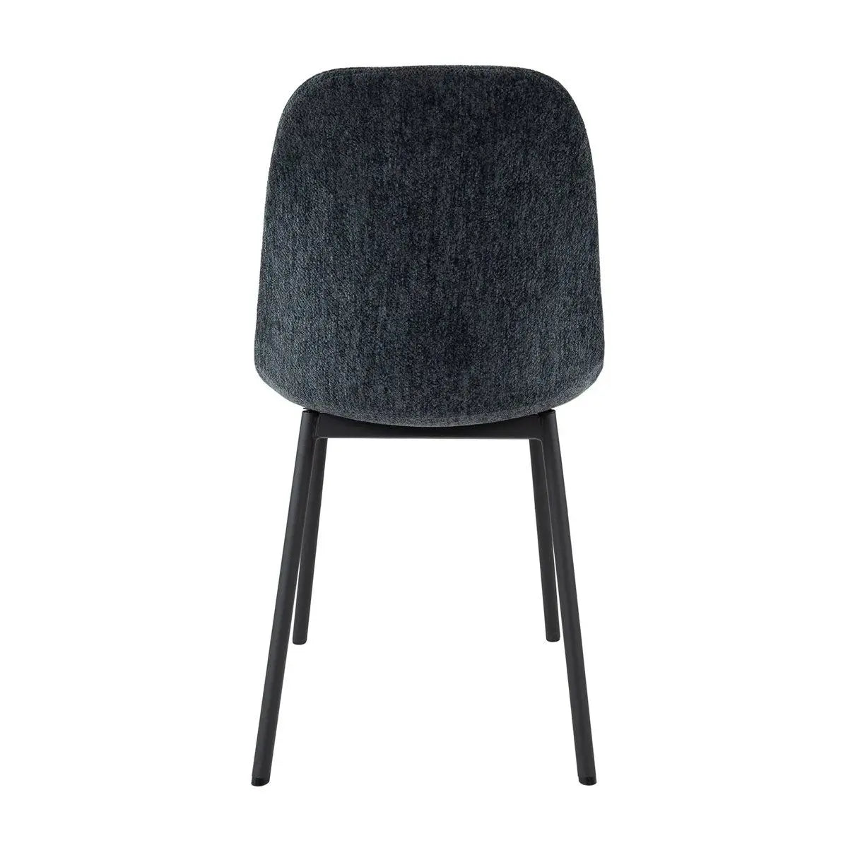 Esszimmerstuhl – Strukturstoff, Schwarzes Metallgestell, Blaue Farbe - Lana | Kick Collection