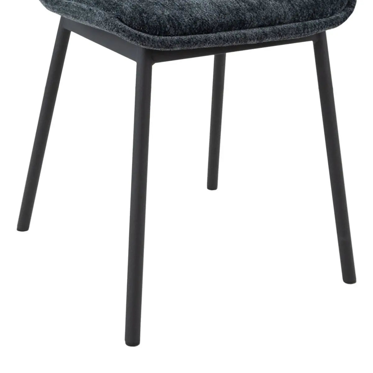 Esszimmerstuhl – Strukturstoff, Schwarzes Metallgestell, Blaue Farbe - Lana | Kick Collection