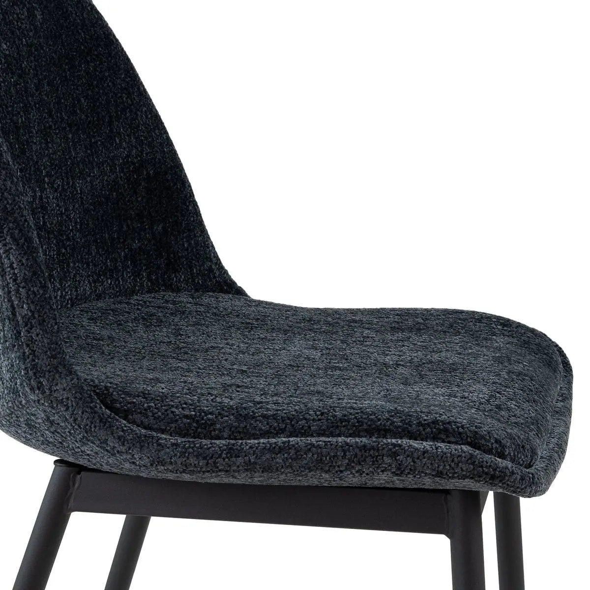 Esszimmerstuhl – Strukturstoff, Schwarzes Metallgestell, Blaue Farbe - Lana | Kick Collection