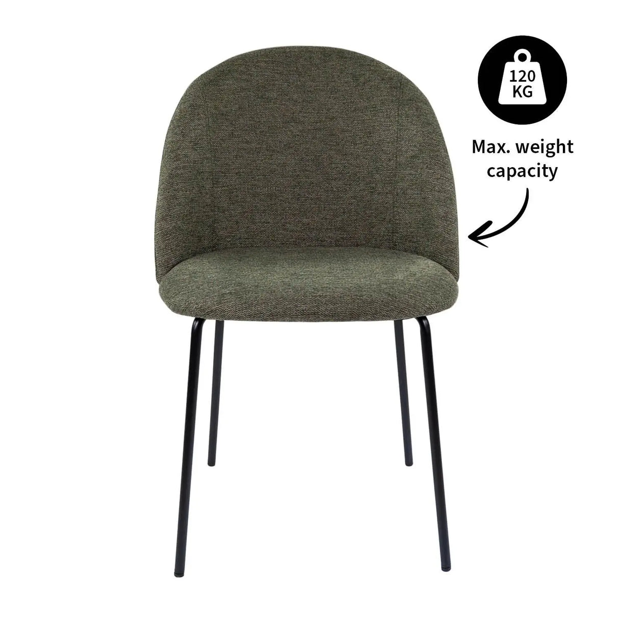 Esszimmerstuhl – Strukturstoff Bezug, Metall Gestell, Grüne Farbe - Noa | Kick Collection