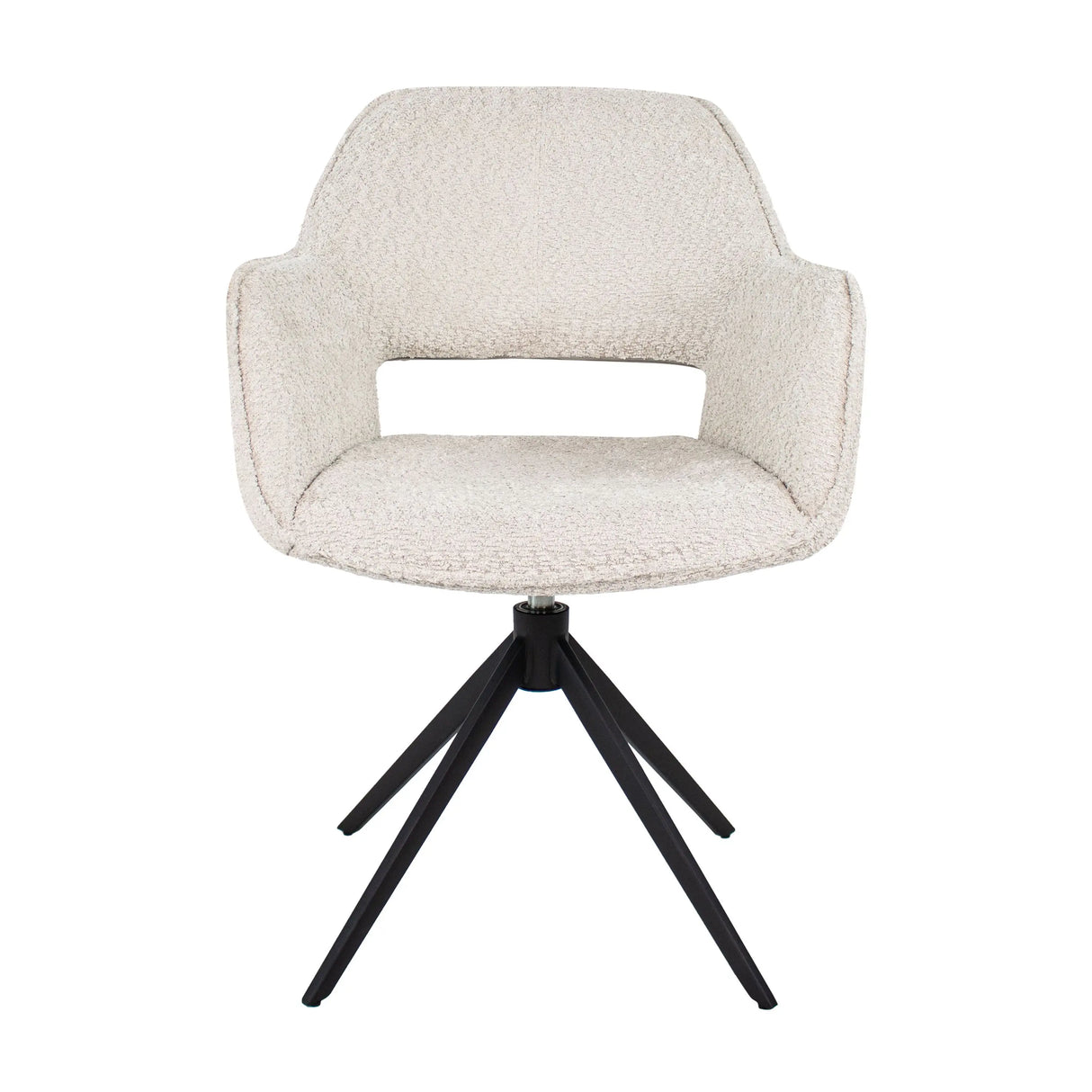 Drehstuhl – Bouclé Stoff, Schwarzes Metallgestell, Creme Farbe - Owen | Kick Collection