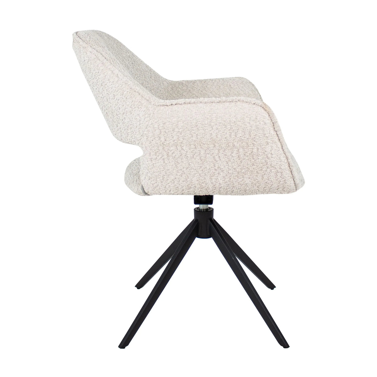 Drehstuhl – Bouclé Stoff, Schwarzes Metallgestell, Creme Farbe - Owen | Kick Collection