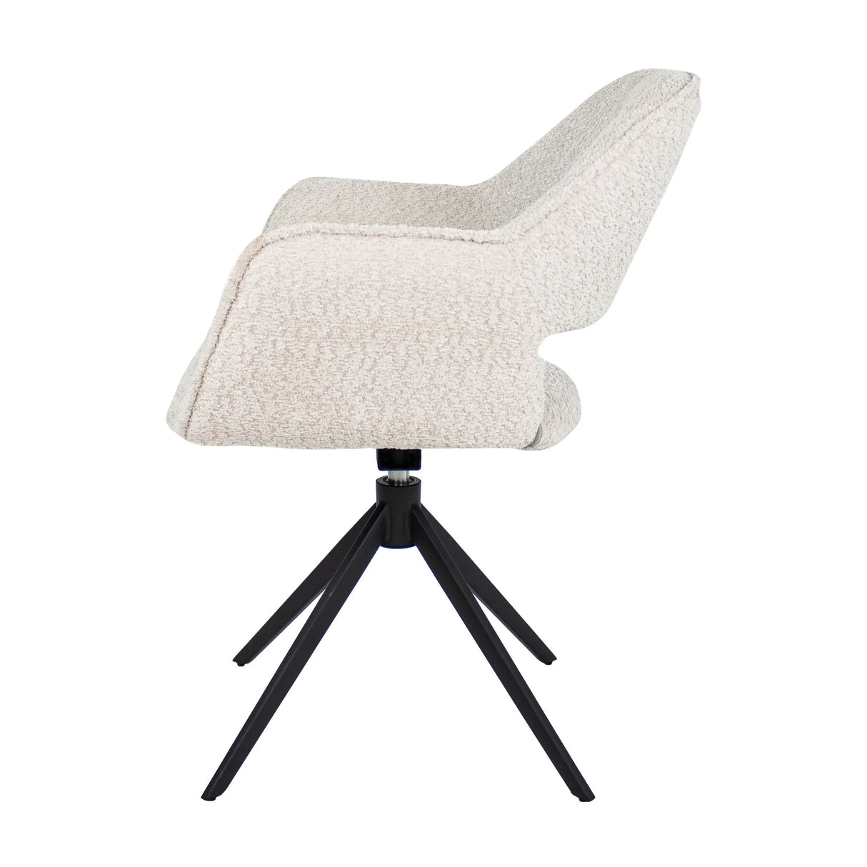 Drehstuhl – Bouclé Stoff, Schwarzes Metallgestell, Creme Farbe - Owen | Kick Collection