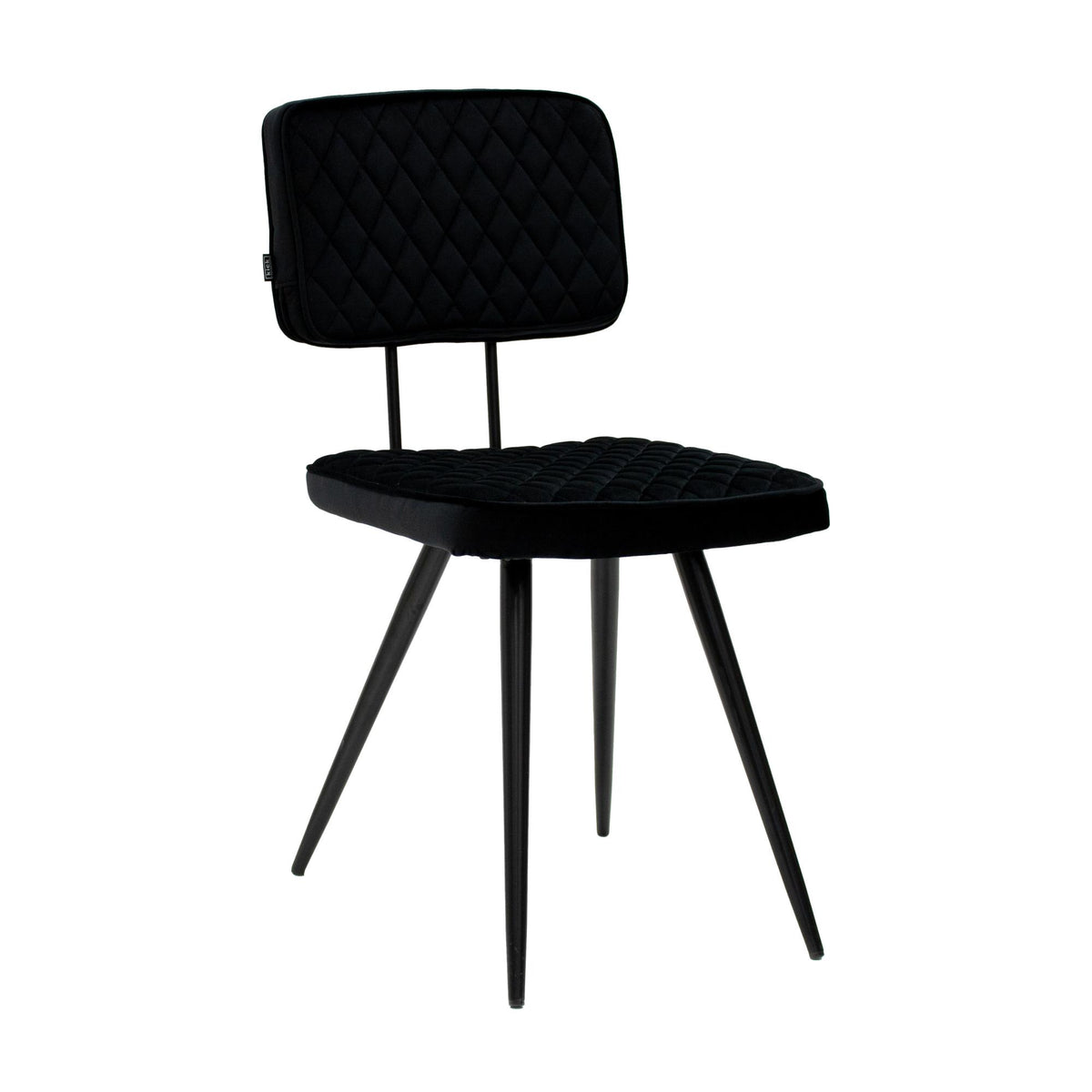 Esszimmerstuhl – Velvet Stoff, Rautensteppung, Schwarze Farbe - Toby | Kick